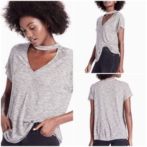 Lucky Brand choker neck striped shirt- NWT